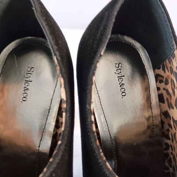 Style & Co Webb Black Suede Leather Booties Size 10 High Heel Ankle Boots - Picture 7 of 8